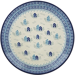 Polish Pottery 10.5" Dinner Plate. Hand made in Poland and artist initialed.