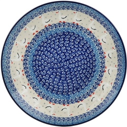 Polish Pottery 10.5" Dinner Plate. Hand made in Poland and artist initialed.