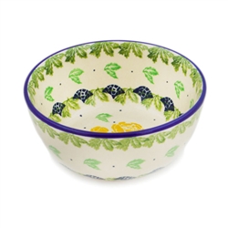 Polish Pottery 5" Ice Cream Bowl. Hand made in Poland and artist initialed.