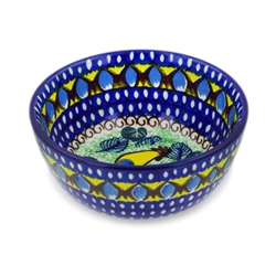 Polish Pottery 5" Ice Cream Bowl. Hand made in Poland. Pattern U2617 designed by Monika Kuczynska.