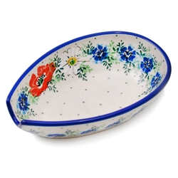 Polish Pottery 5" Spoon Rest. Hand made in Poland and artist initialed.