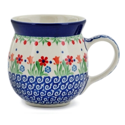 Polish Pottery 16 oz. Bubble Mug. Hand made in Poland and artist initialed.