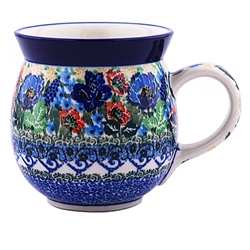 Polish Pottery 16 oz. Bubble Mug. Hand made in Poland. Pattern U4375 designed by Teresa Liana.