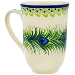 Polish Pottery 17 oz. Bistro Mug. Hand made in Poland and artist initialed.