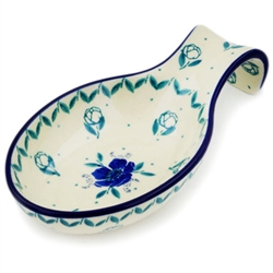 Polish Pottery 7" Spoon Rest. Hand made in Poland and artist initialed.