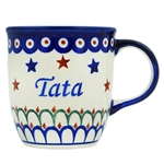 Polish Pottery 12 oz. Tata/ Dad Mug. Hand made in Poland.