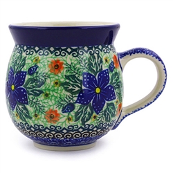 Polish Pottery 11 oz. Bubble Mug. Hand made in Poland. Pattern U2071 designed by Teresa Andrukiewicz.