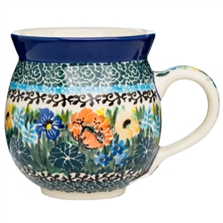 Polish Pottery 11 oz. Bubble Mug. Hand made in Poland. Pattern U2799 designed by Teresa Liana.