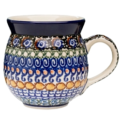 Polish Pottery 11 oz. Bubble Mug. Hand made in Poland. Pattern U117 designed by Anna Pasierbiewicz.