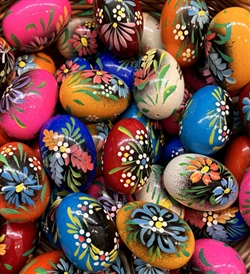 Hand painted duck size egg  wooden Easter eggs from Poland with beautiful floral patterns. Polish pisanki are so colorful and the detail is amazing.