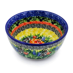 Polish Pottery 5" Ice Cream Bowl. Hand made in Poland. Pattern U4616 designed by Teresa Liana.