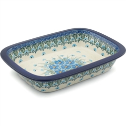 Polish Pottery 10" Rectangular Baker. Hand made in Poland. Pattern U4992 designed by Maria Starzyk.