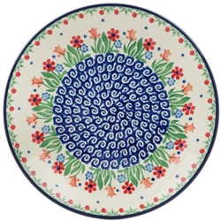 Polish Pottery 8" Dessert Plate. Hand made in Poland and artist initialed.