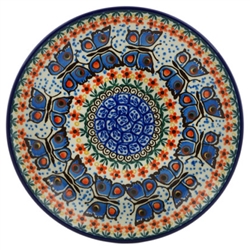 Polish Pottery 8" Dessert Plate. Hand made in Poland. Pattern U1493 designed by Anna Fryc.