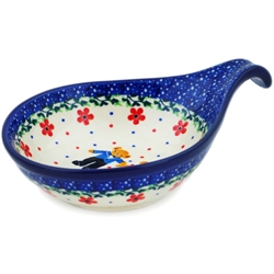 Polish Pottery 7" Condiment Dish. Hand made in Poland. Pattern U4946 designed by Teresa Liana.