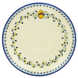 Polish Pottery 10.5" Dinner Plate. Hand made in Poland and artist initialed.