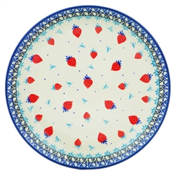 Polish Pottery 10.5" Dinner Plate. Hand made in Poland and artist initialed.