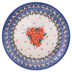 Polish Pottery 10.5" Dinner Plate. Hand made in Poland. Pattern U5007 designed by Maria Starzyk.