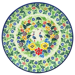 Polish Pottery 10.5" Dinner Plate. Hand made in Poland. Pattern U3781 designed by Krystyna Dacyszyn.