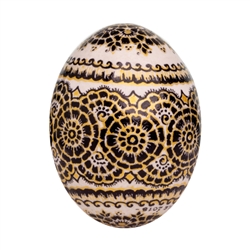 This beautifully designed duck egg is hand painted by master folk artist Krystyna Szkilnik from Opole, Poland. The painting is done in the traditional style from Opole. Signed and dated (2018) by the artist.