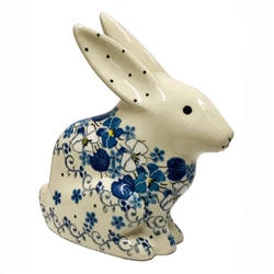 Polish Pottery 5" Rabbit Figurine. Hand made in Poland. Pattern U4791 designed by Teresa Liana.