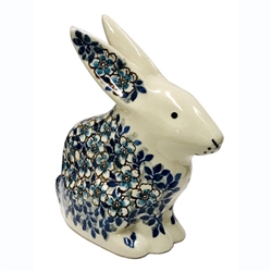 Polish Pottery 5" Rabbit Figurine. Hand made in Poland. Pattern U4748 designed by Teresa Liana.