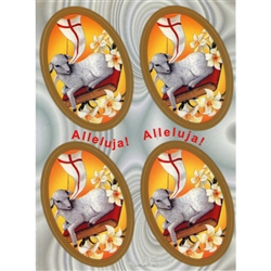 Set of 4 Easter lamb stickers. Sheet size is 6.25" x 4.5".  Printed In Poland