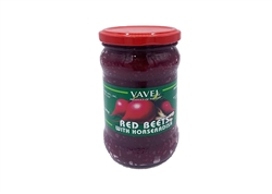 You'll love this traditional Polish condiment.  Delicious shredded beets with 
&#8203;horseradish in vinegar.  Size is 300g/10.58oz, jar.