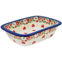 Polish Pottery 10" Rectangular Baker. Hand made in Poland. Pattern U5002 designed by Teresa Liana.