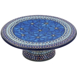 Polish Pottery 11" Cake Plate/Stand. Hand made in Poland. Pattern U408 designed by Jacek Chyla.