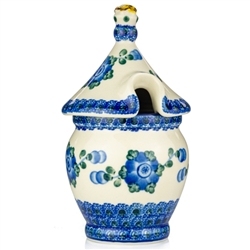 Polish Pottery 7" Honey Jar. Hand made in Poland and artist initialed.