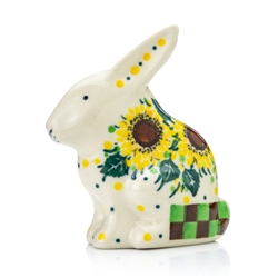 Polish Pottery 3.5" Rabbit Figurine. Hand made in Poland. Pattern U4740 designed by Teresa Liana.