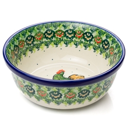 Polish Pottery 6" Cereal/Berry Bowl. Hand made in Poland. Pattern U4760 designed by Wirginia Cebrowska.