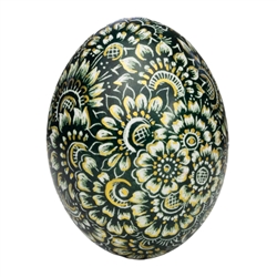 This beautifully designed duck egg is hand painted by master folk artist Krystyna Szkilnik from Opole, Poland. The painting is done in the traditional style from Opole. Signed and dated (2022) by the artist.