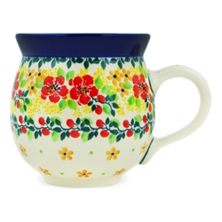 Polish Pottery 11 oz. Bubble Mug. Hand made in Poland and artist initialed.