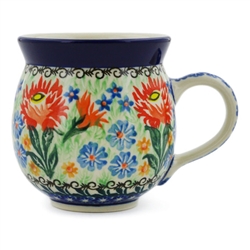 Polish Pottery 11 oz. Bubble Mug. Hand made in Poland. Pattern U2227 designed by Teresa Andrukiewicz.