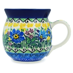 Polish Pottery 16 oz. Bubble Mug. Hand made in Poland. Pattern U4613 designed by Teresa Liana.