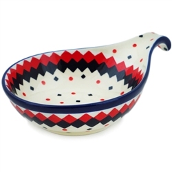 Polish Pottery 7" Condiment Dish. Hand made in Poland and artist initialed.