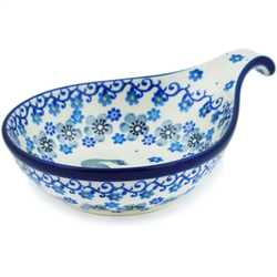 Polish Pottery 7" Condiment Dish. Hand made in Poland and artist initialed.