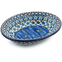 Polish Pottery 5.5" Soap Dish. Hand made in Poland. Pattern U408 designed by Jacek Chyla.