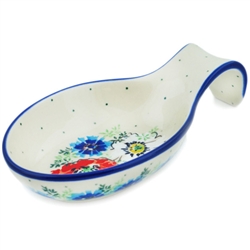 Polish Pottery 7" Spoon Rest. Hand made in Poland and artist initialed.