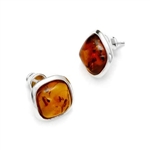 Gorgeous Baltic Amber square stud earrings framed in Sterling Silver. Size is approx .4" square
