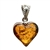 Honey amber heart with a sterling silver finding and a sterling silver back frame. Size is approx .75" x 0.5"