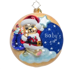 Most precious! Your little one's first Christmas is a cherished occasion…mark it with this precious keepsake featuring cheerful Santa bear, a sparkly starry sky, and a serene crescent moon.
DIMENSIONS: 5 in (H) x 5 in (L) x 2.25 in (W)