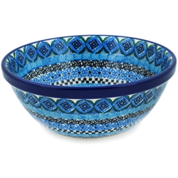 Polish Pottery 7" Nesting Kitchen Bowl. Hand made in Poland. Pattern U4427 designed by Teresa Liana.