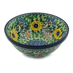 Polish Pottery 7" Nesting Kitchen Bowl. Hand made in Poland. Pattern U1975 designed by Lucyna Lenkiewicz.