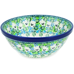 Polish Pottery 7" Nesting Kitchen Bowl. Hand made in Poland. Pattern U4795 designed by Teresa Liana.