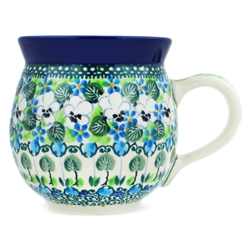 Polish Pottery 11 oz. Bubble Mug. Hand made in Poland. Pattern U4795 designed by Teresa Liana.