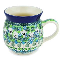 Polish Pottery 16 oz. Bubble Mug. Hand made in Poland. Pattern U4795 designed by Teresa Liana.