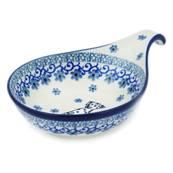 Polish Pottery 7" Condiment Dish. Hand made in Poland and artist initialed.